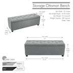 Sable/Marron clair · Gris · Gris foncé | Banc de rangement capitonné avec couvercle relevable | Siège simple