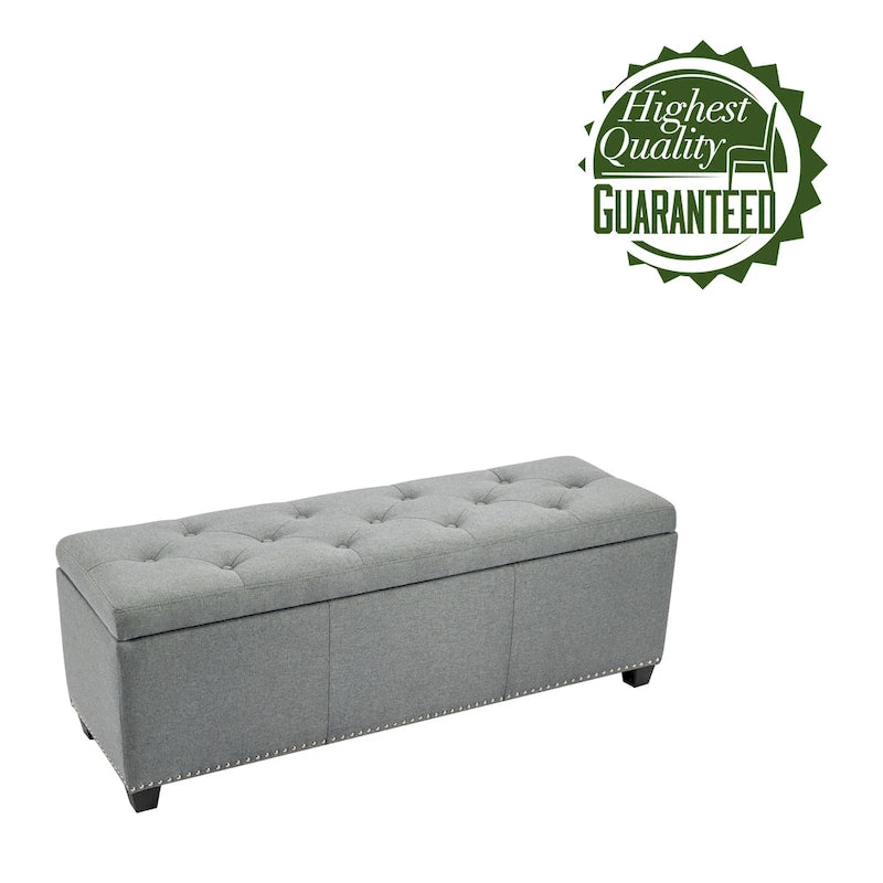 Sable/Marron clair · Gris · Gris foncé | Banc de rangement capitonné avec couvercle relevable | Siège simple
