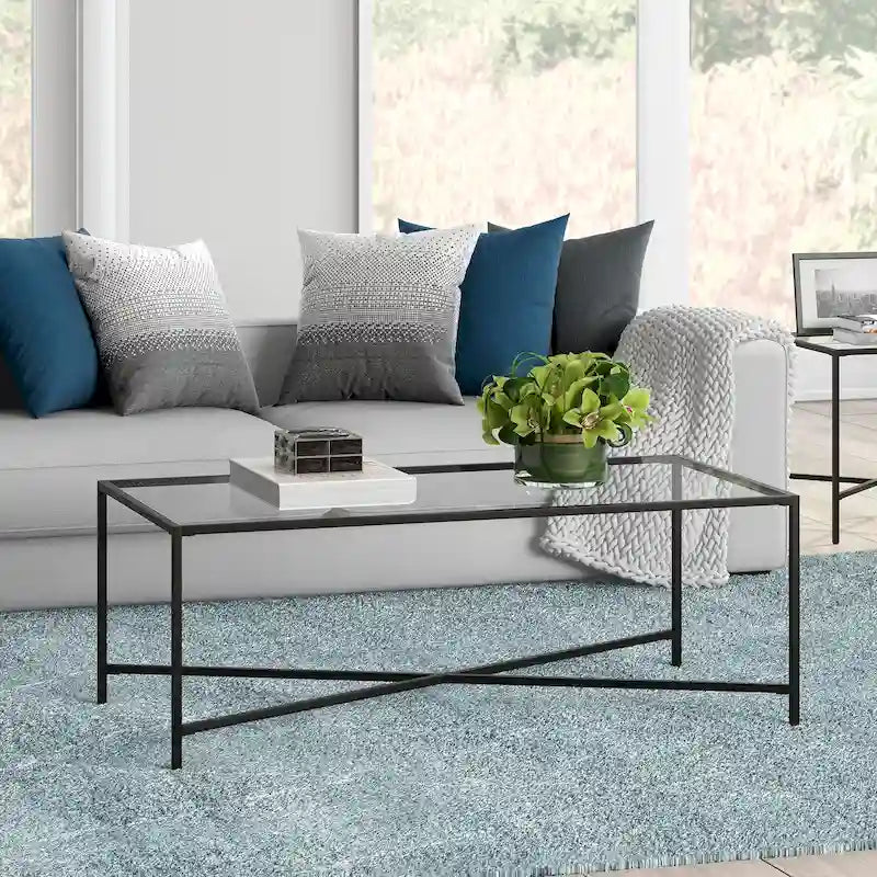 Table basse géométrique, Bronze noirci / Laiton / Canon de fusil / Argent, Plateau en verre ou en métal
