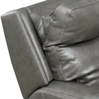 Canapé inclinable électrique 3 places en cuir véritable et simili cuir, Caramel Marron / Gris Ardoise