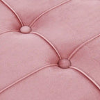 Banc de rangement 2 places en velours blanc/rose, cadre en métal doré, couvercle à charnière