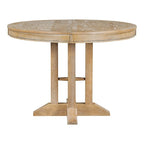 Ensemble de salle à manger 5 pièces extensible rond de style ferme, avec table en bois naturel et finition noire, 6 places
