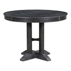 Ensemble de salle à manger 5 pièces extensible rond de style ferme, avec table en bois naturel et finition noire, 6 places