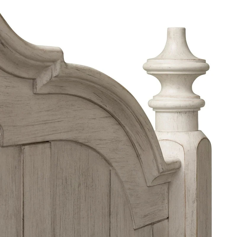 Tête de lit King size en bois de ferme antique blanc et châtaignier (1 personne)