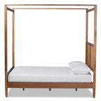 Lit à baldaquin moderne noyer marron – Grand lit/Très grand lit, 1–2 personnes