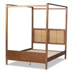 Lit à baldaquin moderne noyer marron – Grand lit/Très grand lit, 1–2 personnes