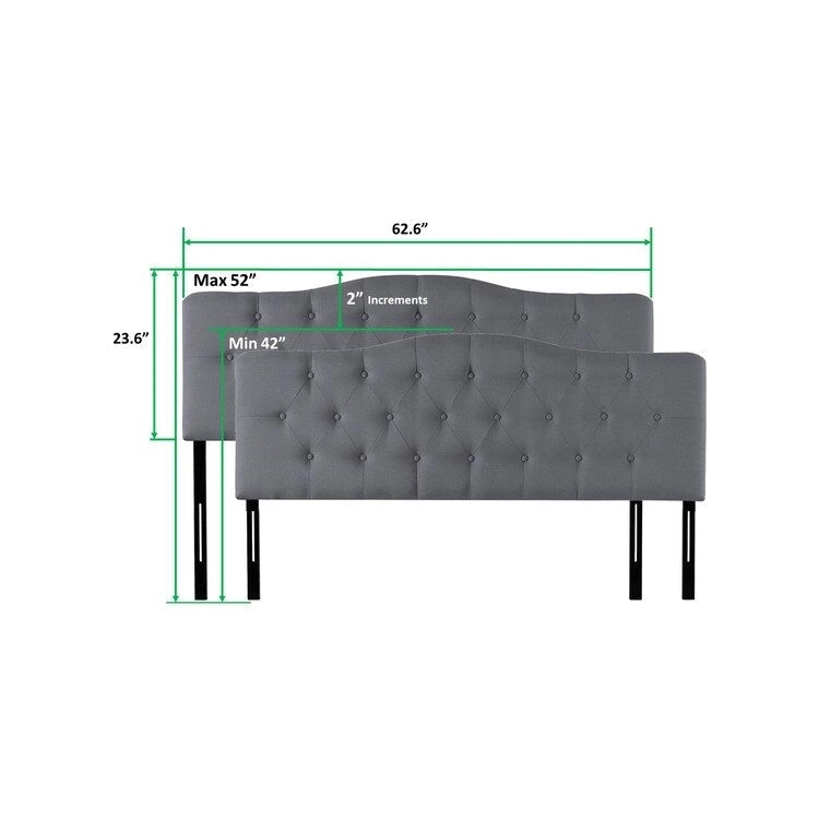 Tête de lit capitonnée en tissu, réglable en hauteur, pour 1 à 2 personnes – Blanc/Gris/Noir/Expresso/Crème