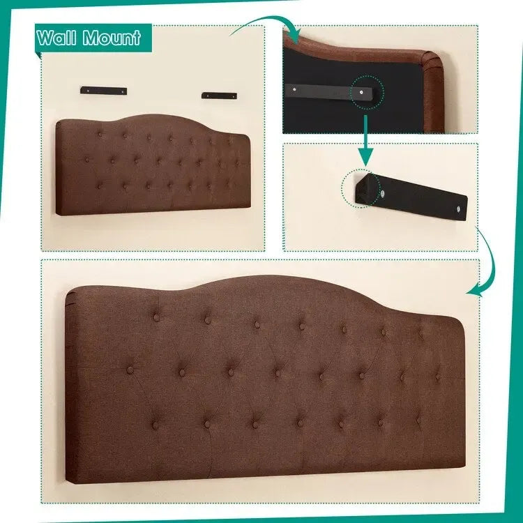 Tête de lit capitonnée en tissu, réglable en hauteur, pour 1 à 2 personnes – Blanc/Gris/Noir/Expresso/Crème