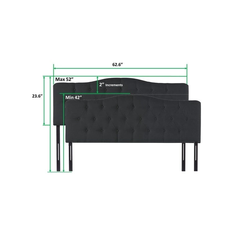 Tête de lit capitonnée en tissu, réglable en hauteur, pour 1 à 2 personnes – Blanc/Gris/Noir/Expresso/Crème