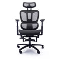 Fauteuil de bureau noir en maille à dossier haut avec repose-pieds et accoudoirs 4D, 1 place