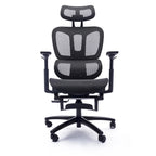 Fauteuil de bureau noir en maille à dossier haut avec repose-pieds et accoudoirs 4D, 1 place