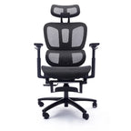 Fauteuil de bureau noir en maille à dossier haut avec repose-pieds et accoudoirs 4D, 1 place