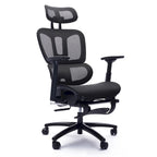 Fauteuil de bureau noir en maille à dossier haut avec repose-pieds et accoudoirs 4D, 1 place