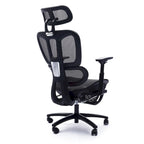 Fauteuil de bureau noir en maille à dossier haut avec repose-pieds et accoudoirs 4D, 1 place