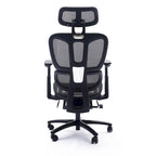 Fauteuil de bureau noir en maille à dossier haut avec repose-pieds et accoudoirs 4D, 1 place