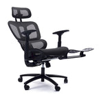 Fauteuil de bureau noir en maille à dossier haut avec repose-pieds et accoudoirs 4D, 1 place