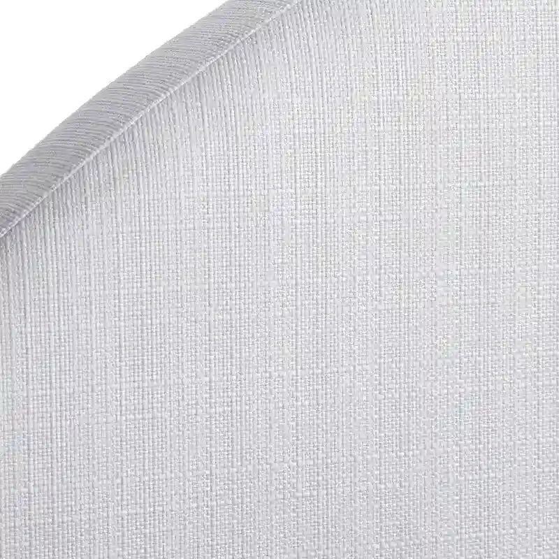 Lit plateforme queen tapissé mi-siècle gris argenté / jaune pâle / vert jonc de mer / blanc
