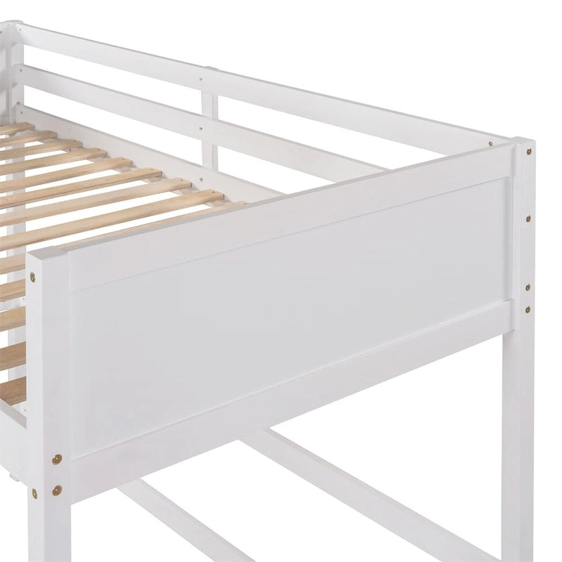 Lit mezzanine simple en pin massif avec échelle, blanc/gris/espresso – 1 personne