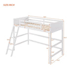 Lit mezzanine simple en pin massif avec échelle, blanc/gris/espresso – 1 personne