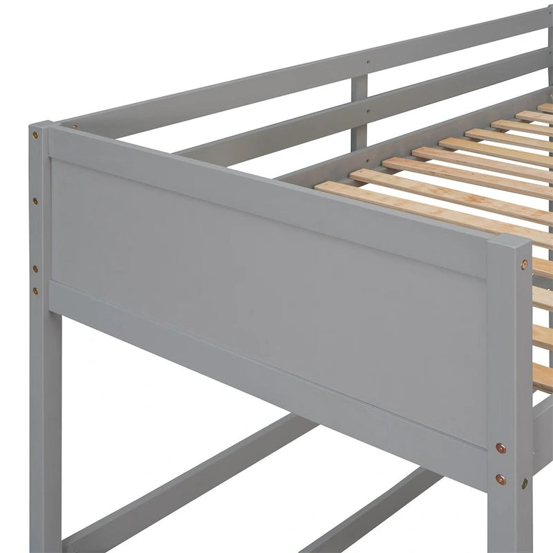 Lit mezzanine simple en pin massif avec échelle, blanc/gris/espresso – 1 personne