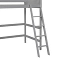 Lit mezzanine simple en pin massif avec échelle, blanc/gris/espresso – 1 personne