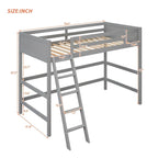 Lit mezzanine simple en pin massif avec échelle, blanc/gris/espresso – 1 personne