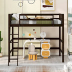 Lit mezzanine simple en pin massif avec échelle, blanc/gris/espresso – 1 personne