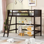 Lit mezzanine simple en pin massif avec échelle, blanc/gris/espresso – 1 personne