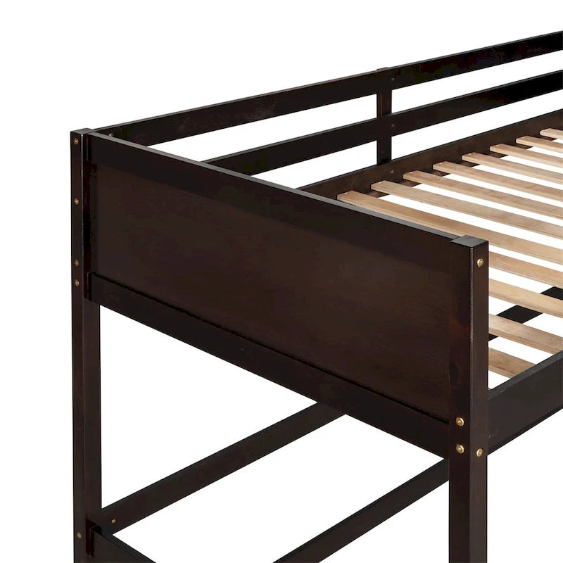 Lit mezzanine simple en pin massif avec échelle, blanc/gris/espresso – 1 personne