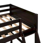 Lit mezzanine simple en pin massif avec échelle, blanc/gris/espresso – 1 personne