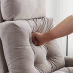 Chaise longue en velours gris/beige/gris foncé avec pouf de rangement – Individuel