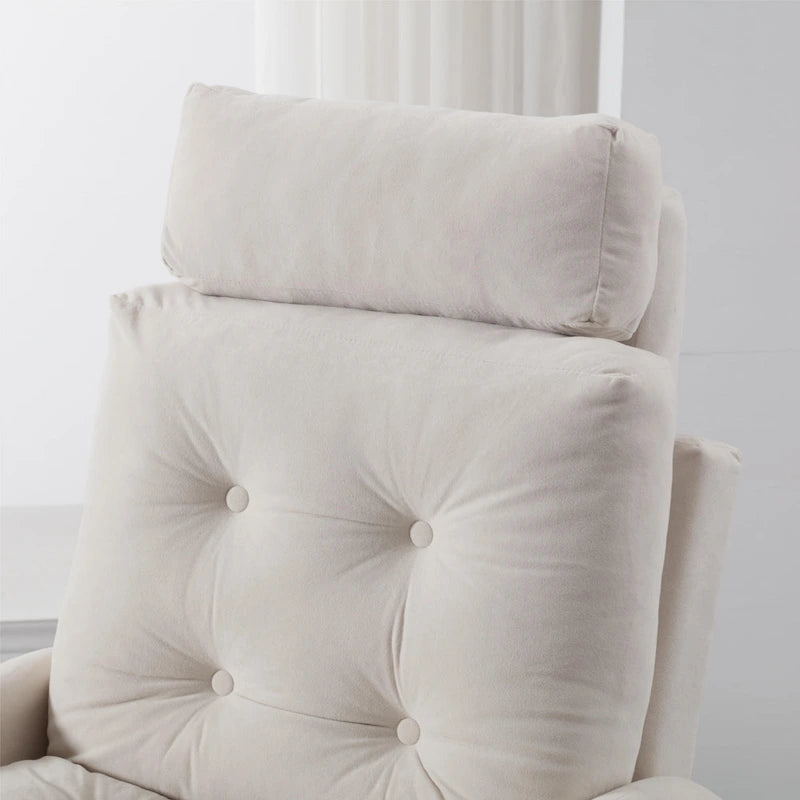 Chaise longue en velours gris/beige/gris foncé avec pouf de rangement – Individuel