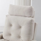 Chaise longue en velours gris/beige/gris foncé avec pouf de rangement – Individuel