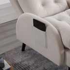 Chaise longue en velours gris/beige/gris foncé avec pouf de rangement – Individuel