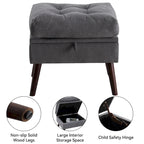 Chaise longue en velours gris/beige/gris foncé avec pouf de rangement – Individuel