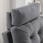 Chaise longue en velours gris/beige/gris foncé avec pouf de rangement – Individuel
