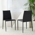 Chaise de salle à manger en similicuir noir, lot de 2