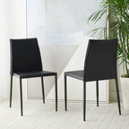 Chaise de salle à manger en similicuir noir, lot de 2