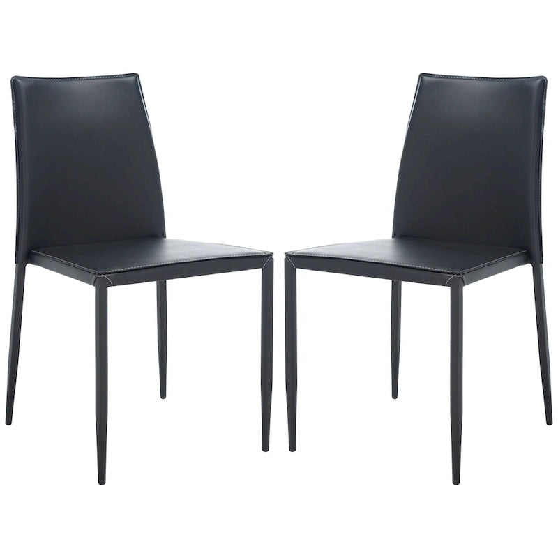 Chaise de salle à manger en similicuir noir, lot de 2