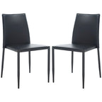 Chaise de salle à manger en similicuir noir, lot de 2