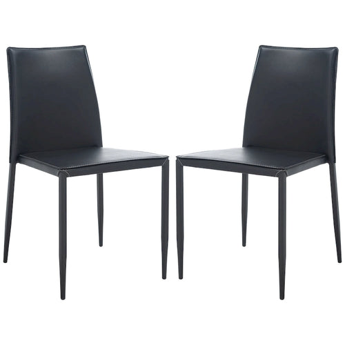 Chaise de salle à manger en similicuir noir, lot de 2