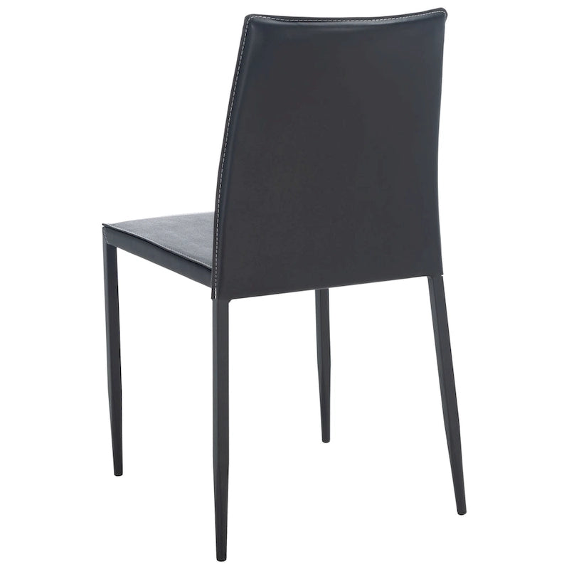 Chaise de salle à manger en similicuir noir, lot de 2