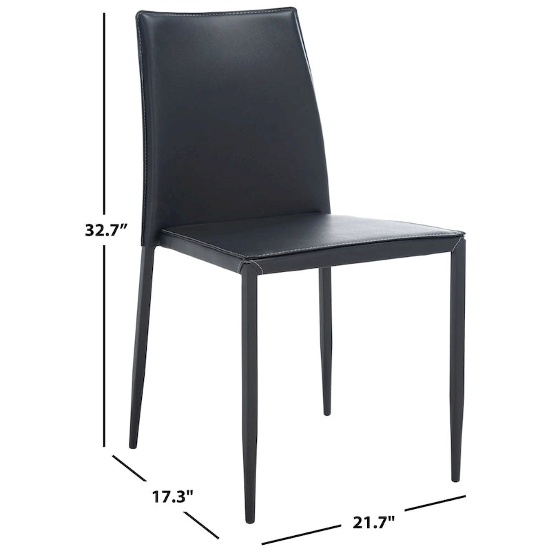 Chaise de salle à manger en similicuir noir, lot de 2