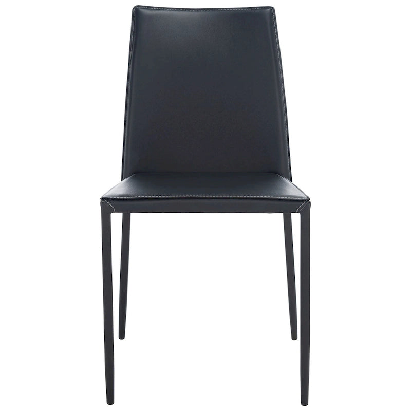 Chaise de salle à manger en similicuir noir, lot de 2