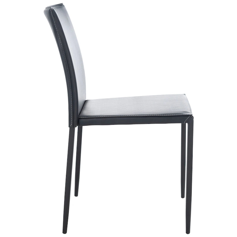 Chaise de salle à manger en similicuir noir, lot de 2
