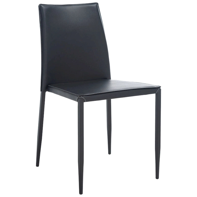 Chaise de salle à manger en similicuir noir, lot de 2