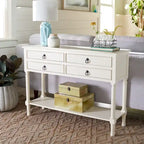 Console 4 tiroirs Blanc / Greige / Noir / Gris vieilli