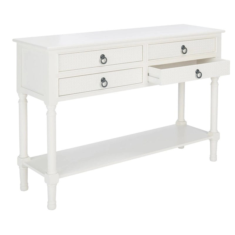 Console 4 tiroirs Blanc / Greige / Noir / Gris vieilli