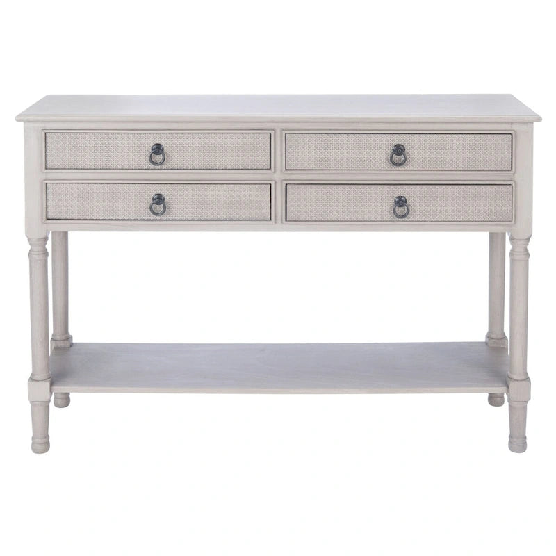 Console 4 tiroirs Blanc / Greige / Noir / Gris vieilli