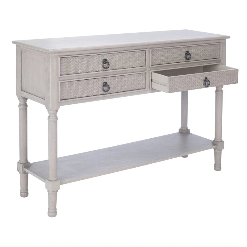 Console 4 tiroirs Blanc / Greige / Noir / Gris vieilli